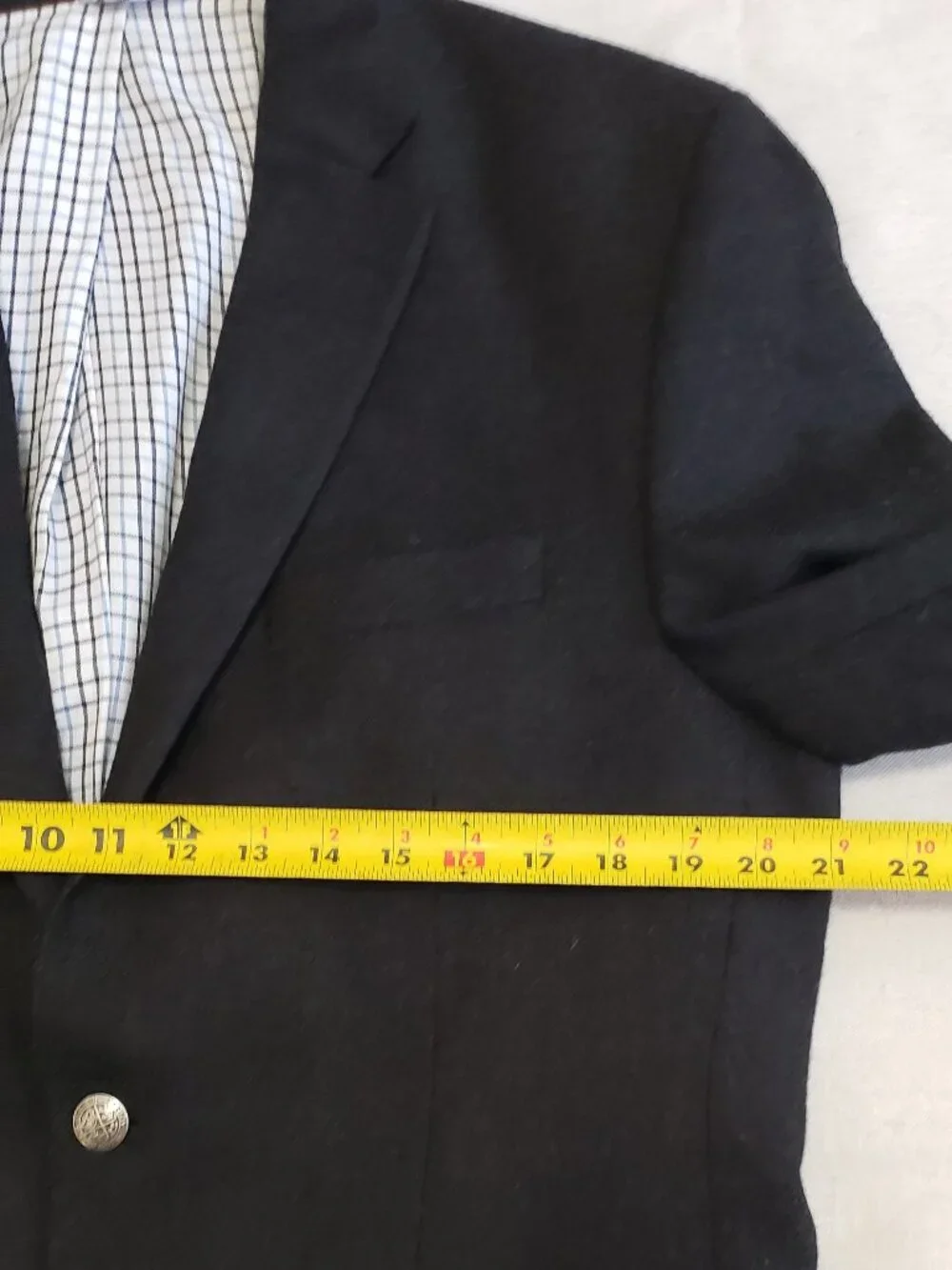 Lauren Ralph Lauren Men's 40R Tweed Charcoal Blazer Coat Jacket Silver Buttons